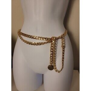 Nine West Gold Tone Chunky Layered Chain Belt Grunge Punk Y2K